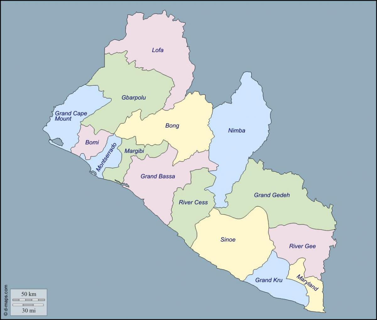 mapa de municipios Liberia