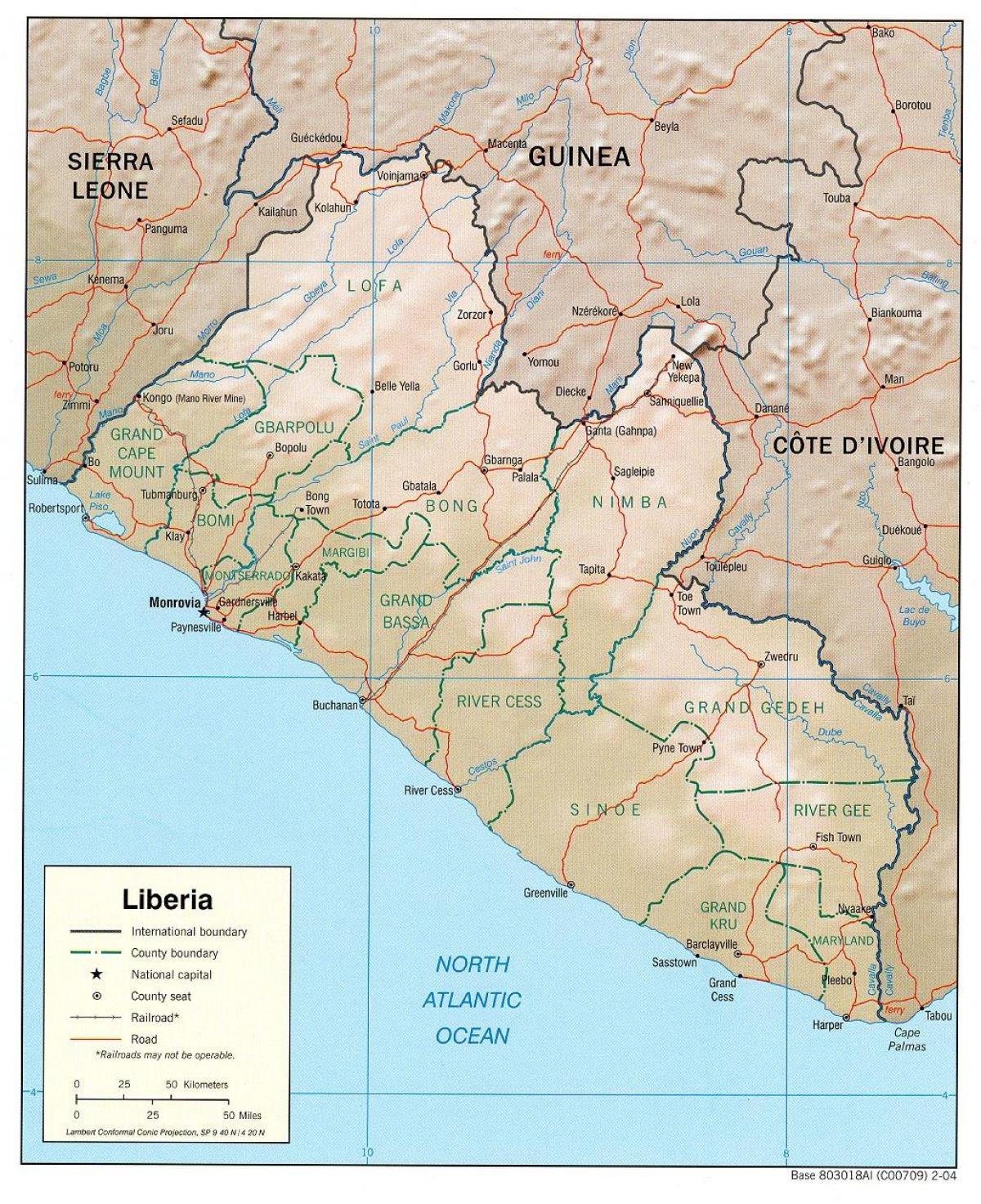 mapa do xeográfica mapa de Liberia